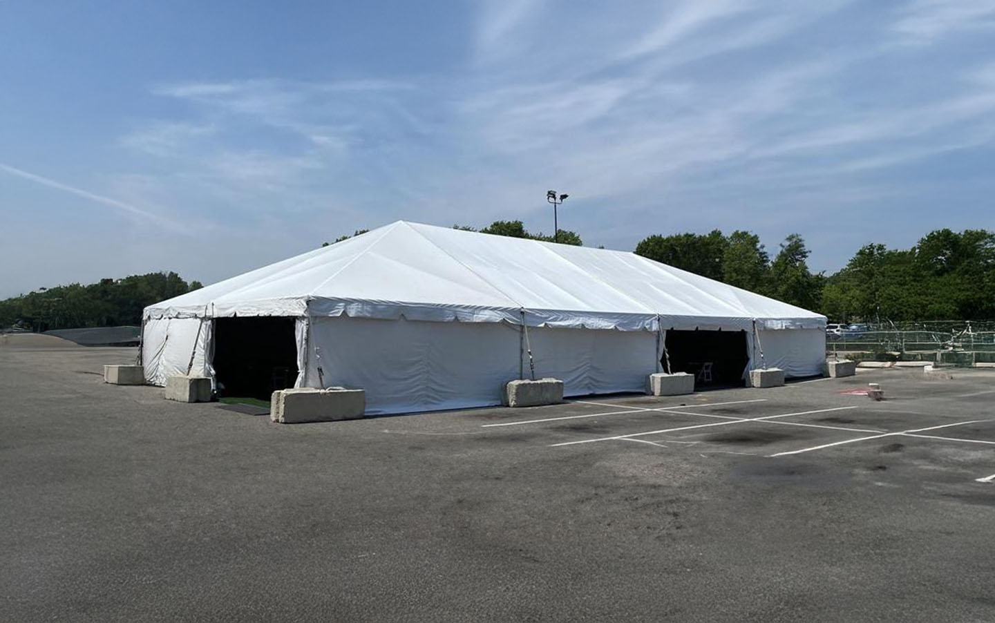 Concrete ballasts on a clear span structure