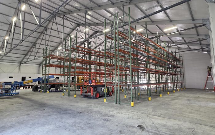 warehouse racks in a clear span structure